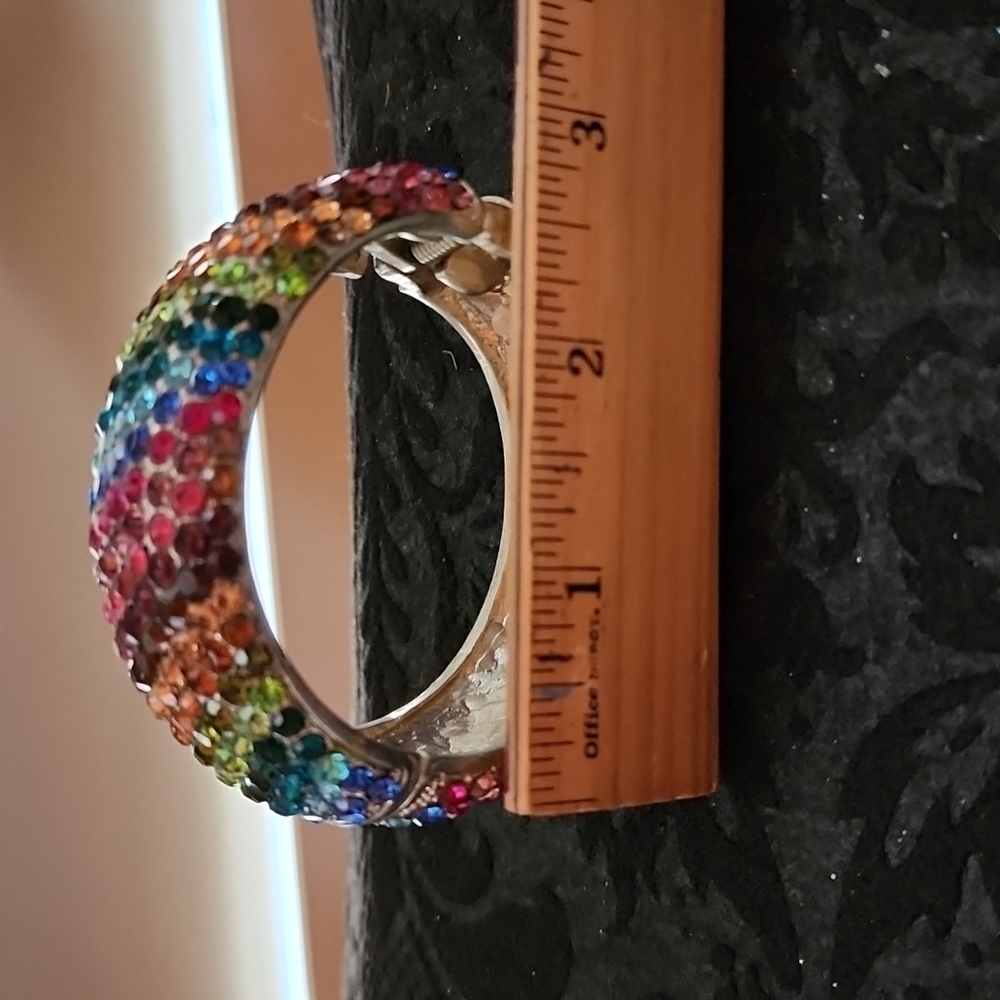 Multi Color Rhinestone Bangle Bracelet - Picture 5 of 8